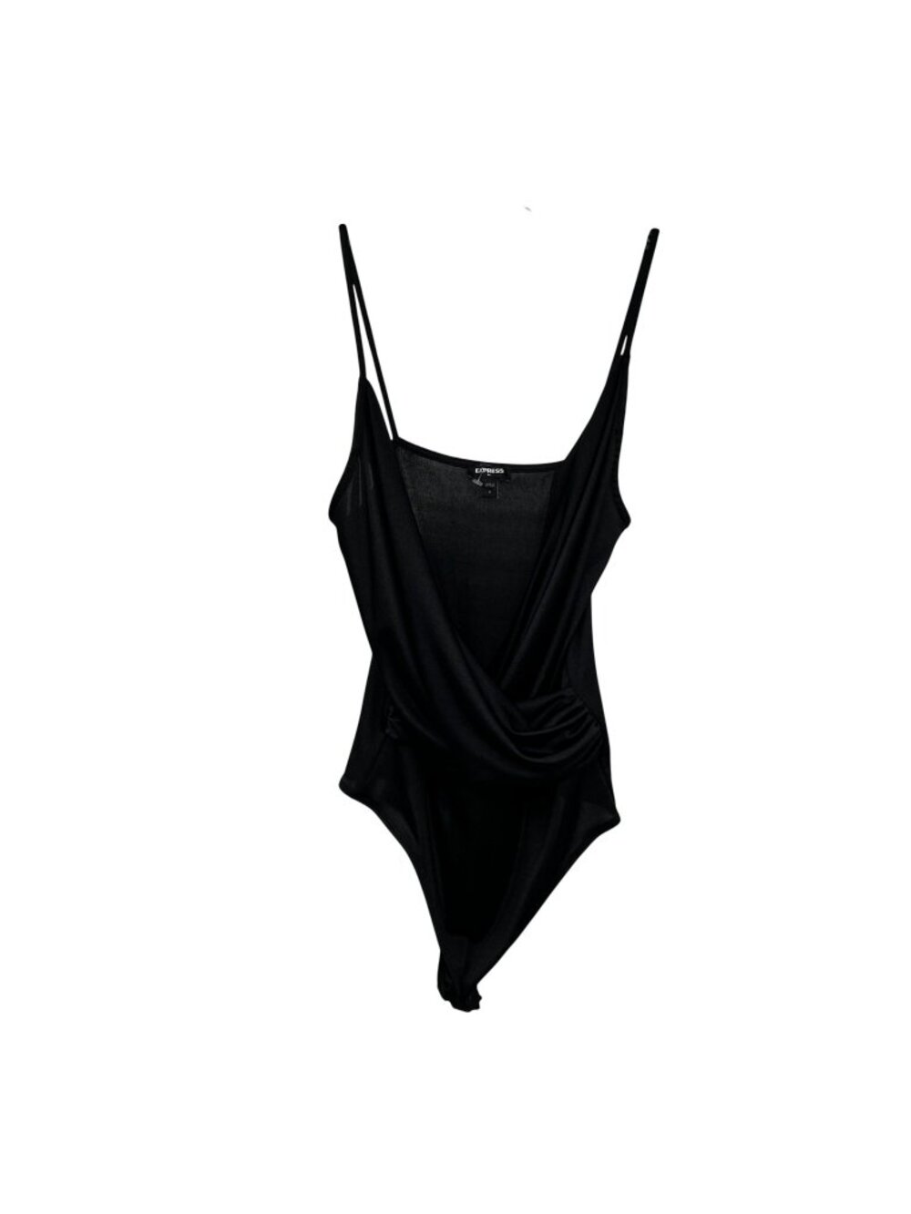 Express Womens Ruched Bodysuit Spaghetti Straps Black Size Small